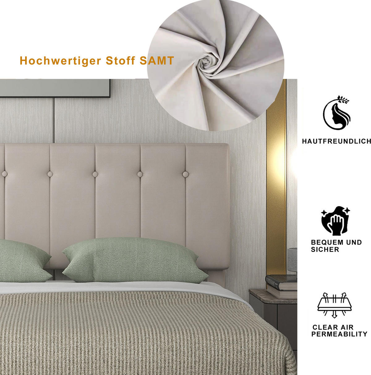 POLSTERBETT mit Stauraum 140x200 cm Samt Cremeweiß - Beige, Metall (140/200cm) - Meubliv