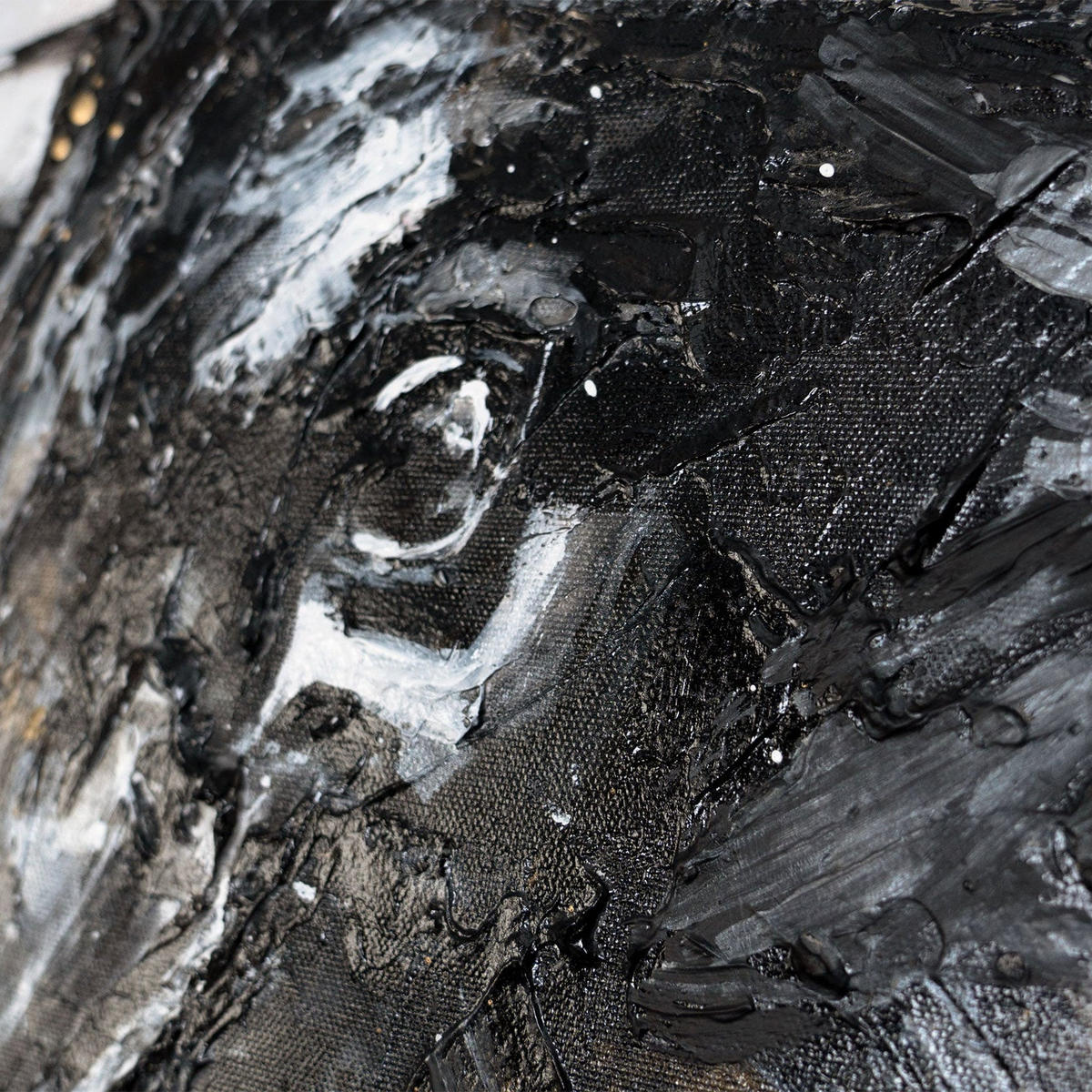 GEMÄLDE Wilder Impuls Schattenfugenrahmen Schwarz 90x90 cm - Schwarz, Holz (90/90cm) - YS-art gallery