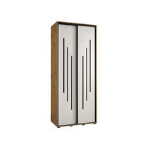 SCHWEBETÜRENSCHRANK 235,2/120/60 2-türig - Schwarz/Weiß, Holz/Metall (120/235/60cm) - Abiks Möbel