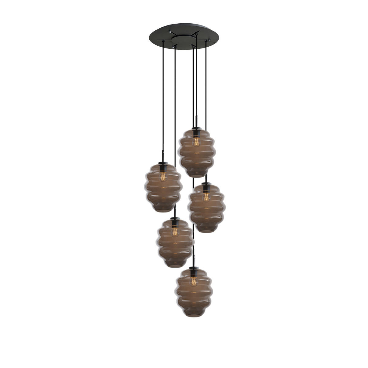 GALERIELEUCHTE Echos 5-flammig Rauch Ø 25cm - Anthrazit/Schwarz, Glas (25/25/28cm) - s.luce
