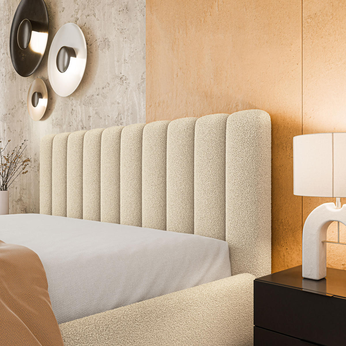 POLSTERBETT DINESE Q 120x200 cm mit Bettkästen - Creme - Creme, Holz (120/200cm) - MASSENO