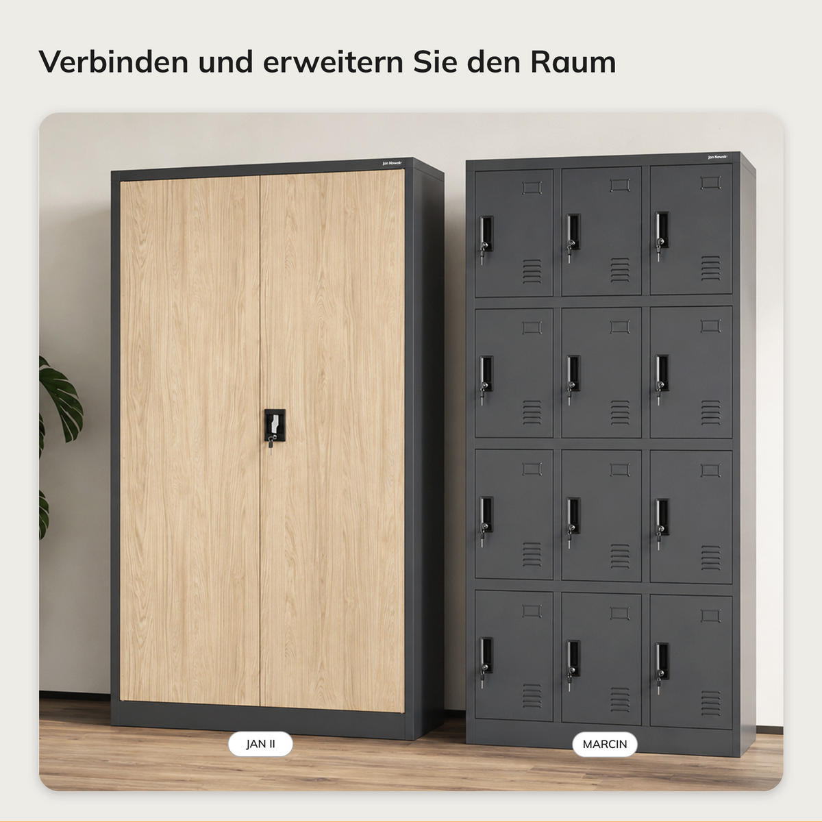 METALL-AKTENSCHRANK JAN II 185x115x40 cm - Anthrazit/Sonoma Eiche, Metall (115/185/40cm) - Jan Nowak