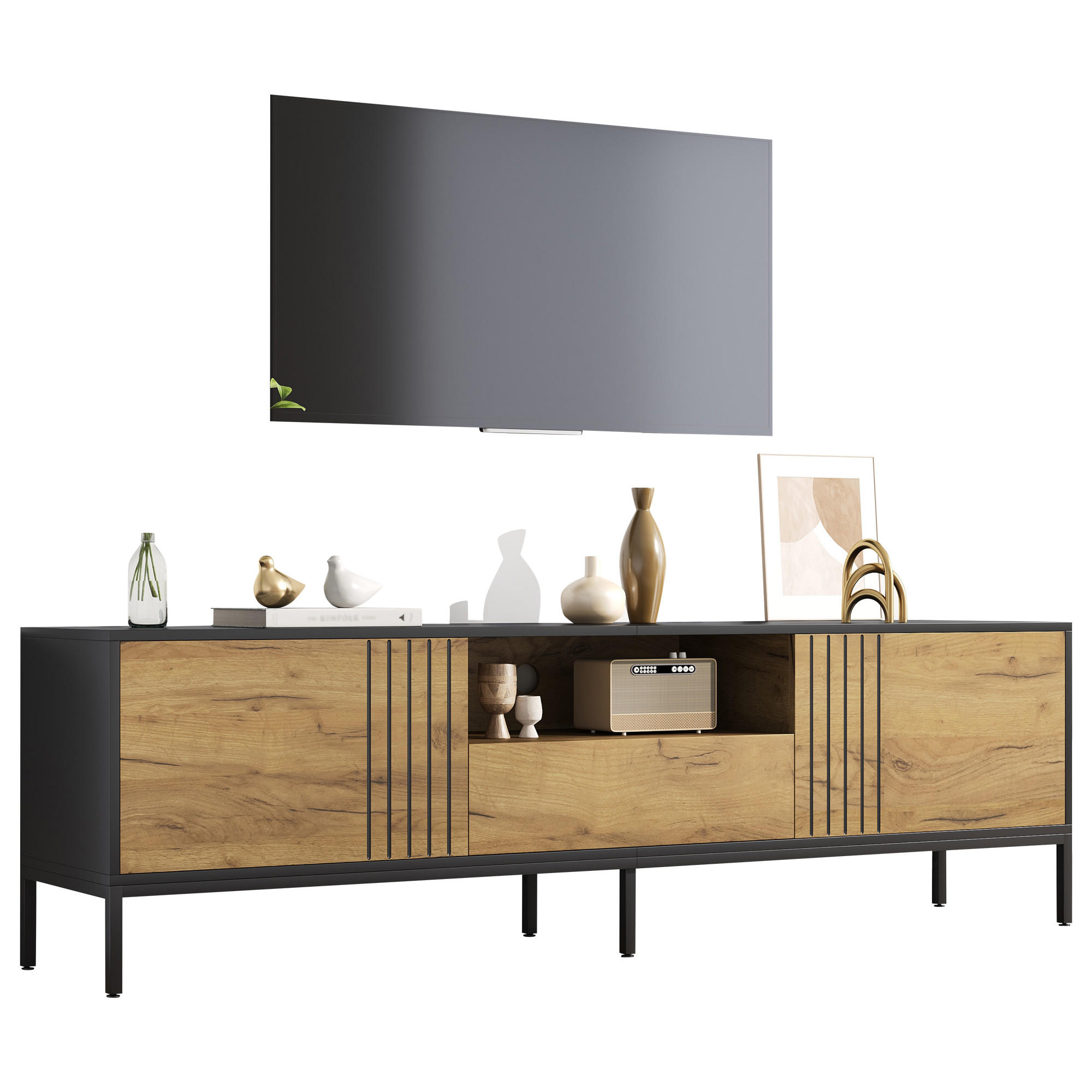 Beauniv Tv-Element Braun 35x50x170 cm