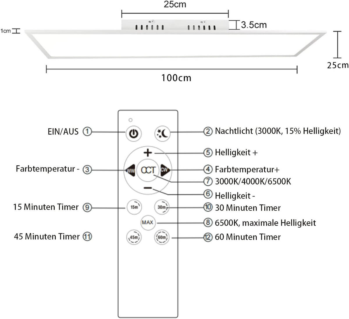 LED-DECKENLEUCHTE Kargenort 25.0/5.0/100.0 cm - Weiß, Metall (100/25/5cm) - ZMH