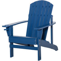 ADIRONDACK-GARTENSTUHL, mit Becherhalter, Gartenliege, Balkonstuhl, Massivholz, Blau - Blau, Holz (95/93/72cm) - Outsunny