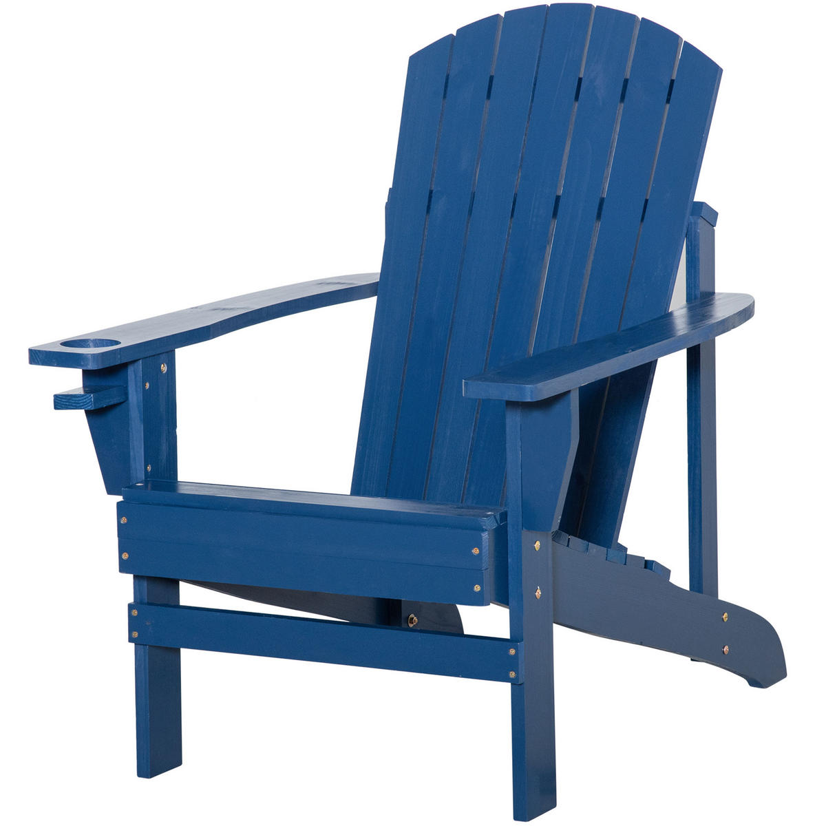 ADIRONDACK-GARTENSTUHL, mit Becherhalter, Gartenliege, Balkonstuhl, Massivholz, Blau - Blau, Holz (95/93/72cm) - Outsunny