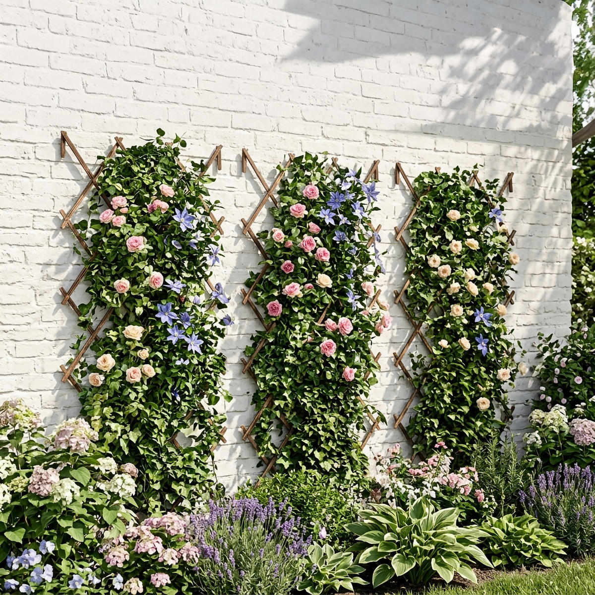 3XRANKGITTER - Braun, Holz (120/180/1.5cm) - Relaxdays