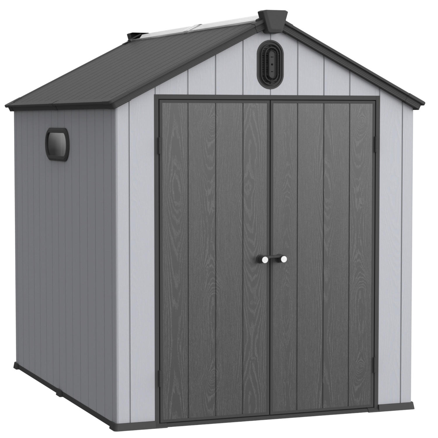 GERÄTEHAUS 240/187/221 cm mit Grau 2 Türen - Grau, Metall (240/221/187cm) - Oxeza