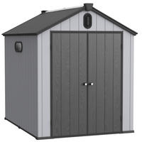 GERÄTEHAUS 240/187/221 cm mit Grau 2 Türen - Grau, Metall (240/221/187cm) - Oxeza