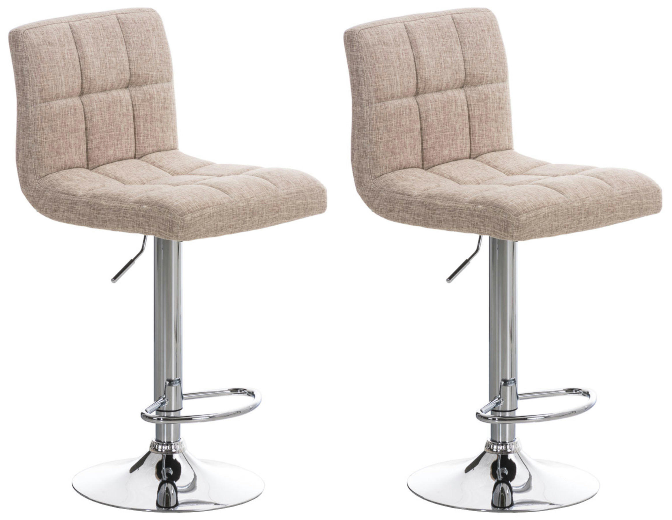 BARHOCKER 2er Set Stoff Creme - Chromfarben/Creme, Textil/Metall (46/94/47cm) - CLP