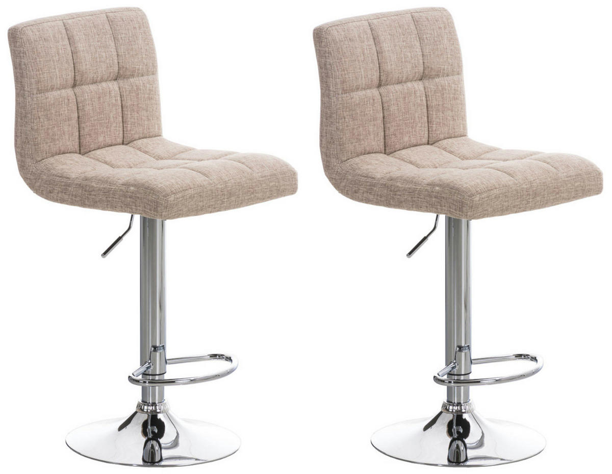 BARHOCKER 2er Set Stoff Creme - Chromfarben/Creme, Textil/Metall (46/94/47cm) - CLP