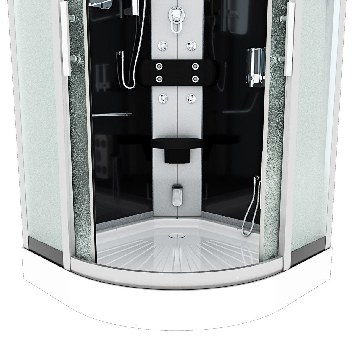 DAMPFDUSCHE Dusche D46-23M2 sw 100x100 - Schwarz, Glas/Kunststoff (100/100/215cm) - AcquaVapore by Sandra Jentho