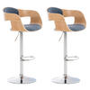 BARHOCKER 2er Set Stoff natura/blau - Chromfarben/Blau, Textil/Metall (50/88/48cm) - CLP