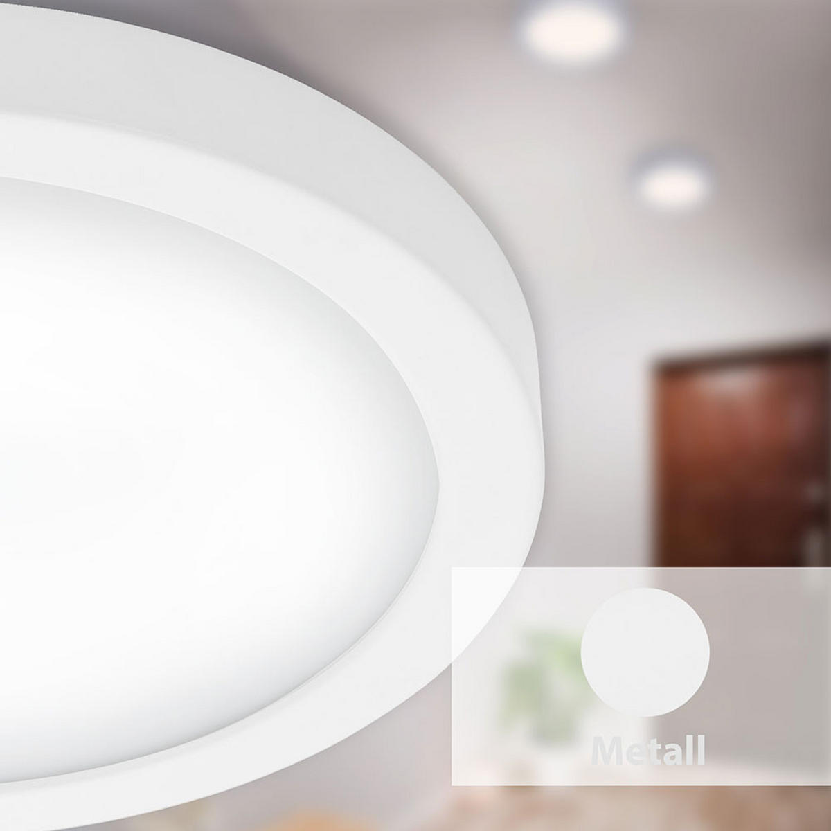 LED DECKENPANEEL Weiß 30 cm - Weiß, Metall (30/30/3.2cm) - Briloner