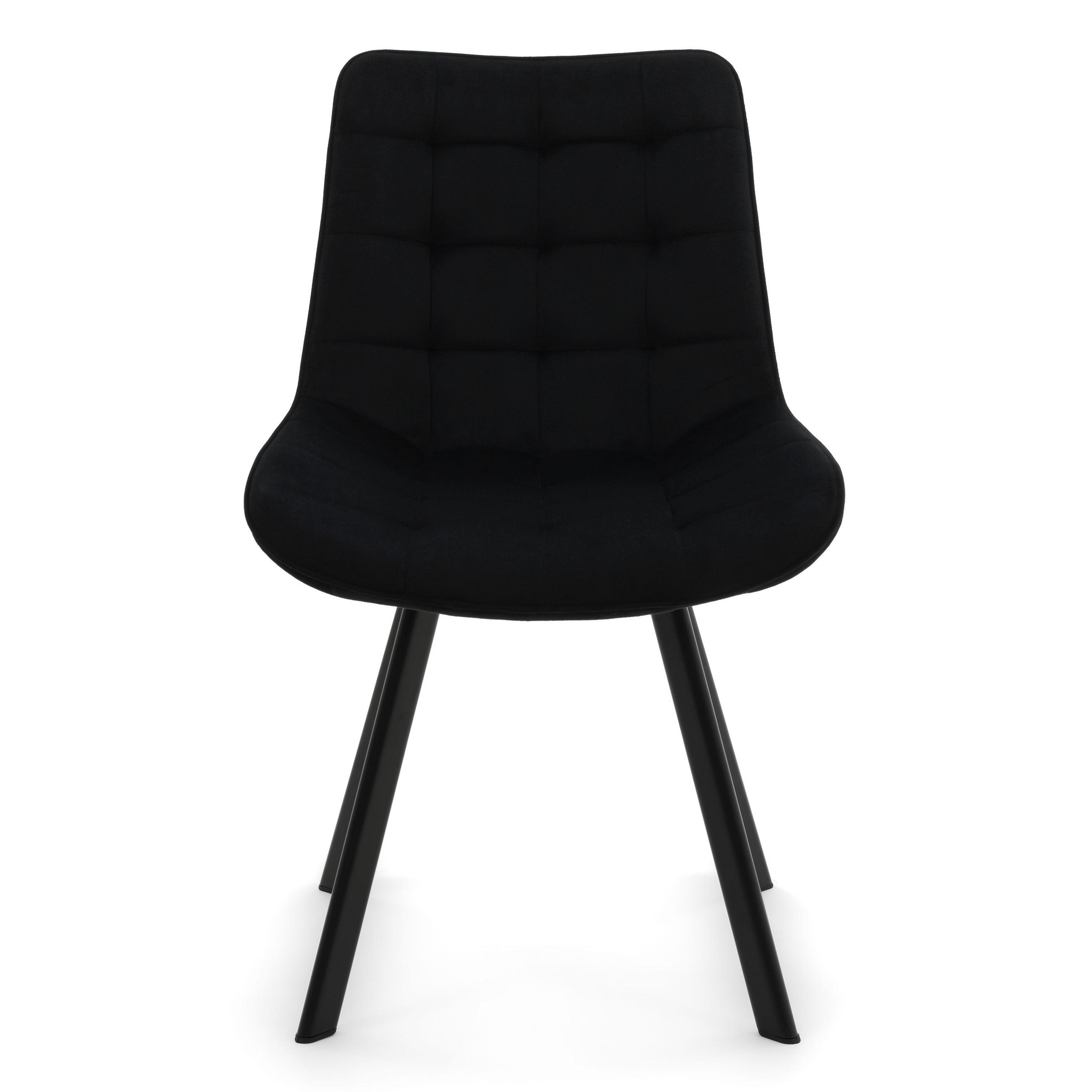 STUHL TORI gepolsterter mit Steppung - schwarz - Samt Velour - Schwarz, Textil/Metall (53/86/60cm) - NEW HOME