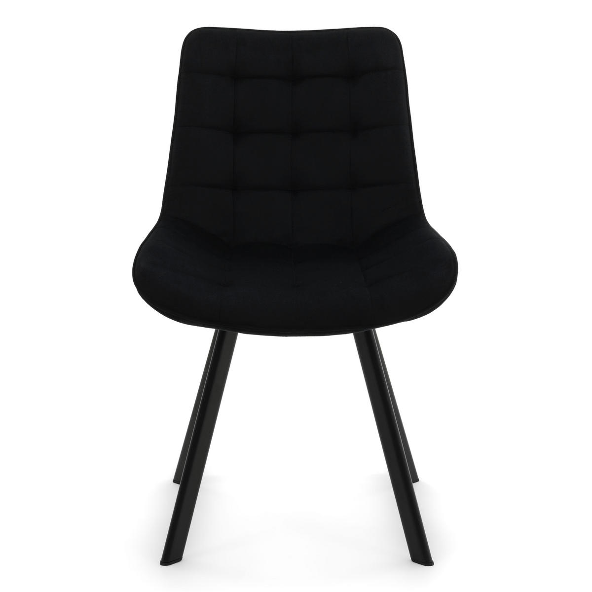 STUHL TORI gepolsterter mit Steppung - schwarz - Samt Velour - Schwarz, Textil/Metall (53/86/60cm) - NEW HOME