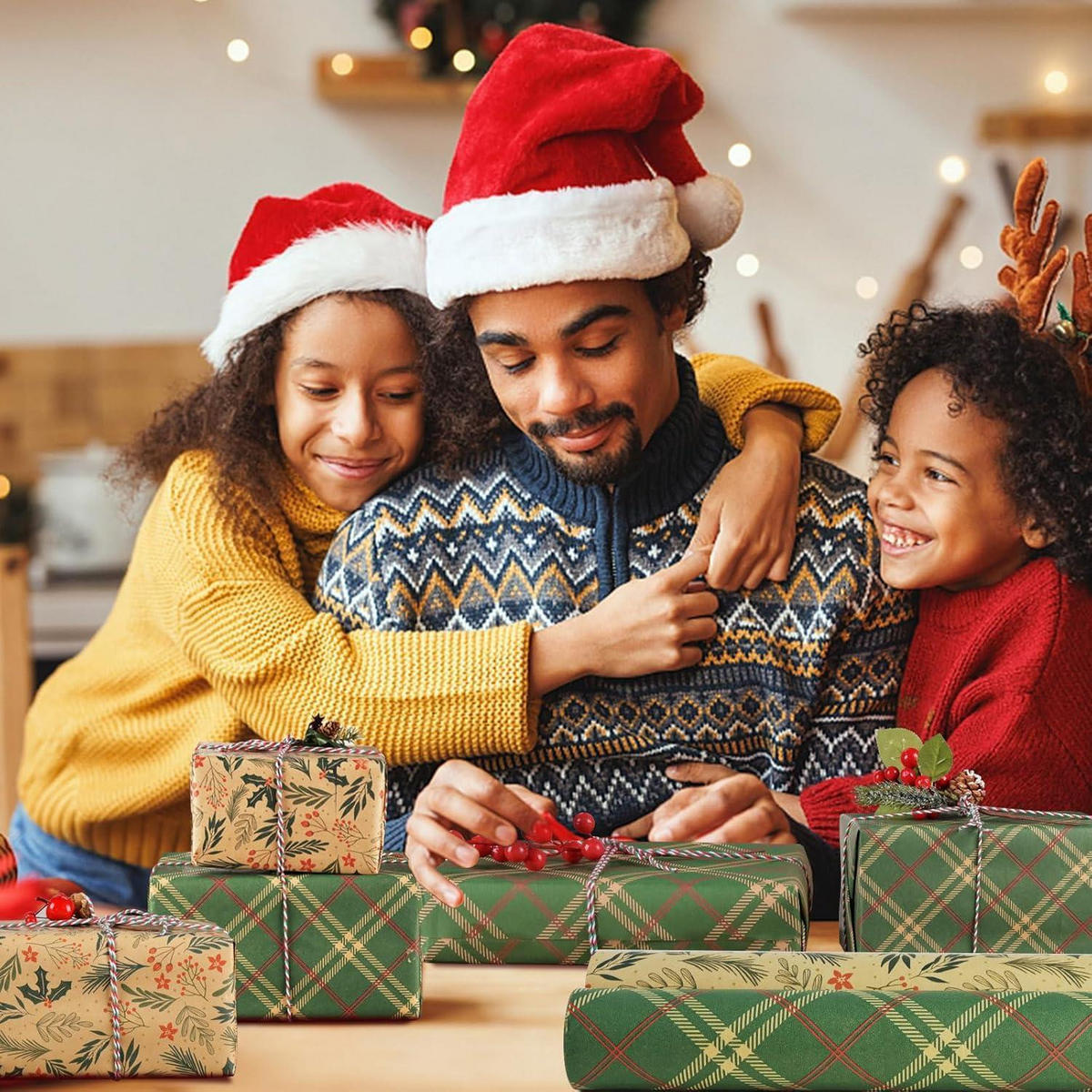 GESCHENKPAPIER 2-teiliges Set 43 cm x 15 m Kraft Vintage Weihnachten - Multicolor, Papier (8/4/43cm)