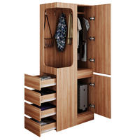 KLEIDERSCHRANK aus Kiefer, Sperrholz und MDF 70x40x170 cm Weiß/Holz mit Tür, 4 Schubladen und offenem Hängebereich - Nussbaumfarben, Holzwerkstoff (70/170/40cm) - Modfu