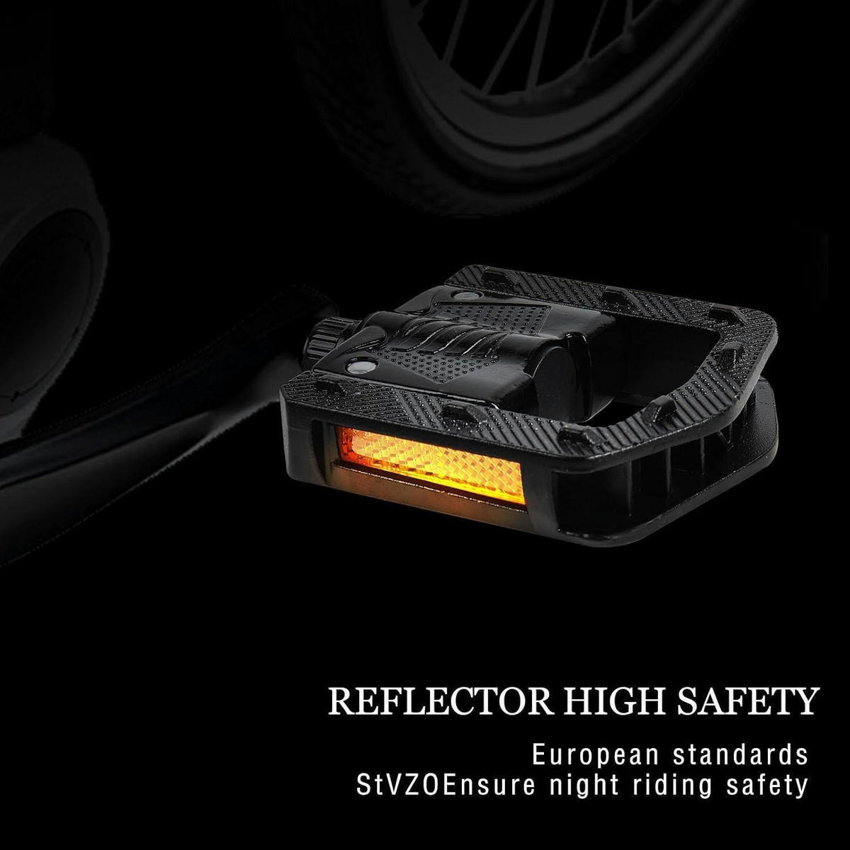 FAHRRADPEDALE faltbar Aluminium mit Reflektoren Schwarz - Schwarz, Metall (9/3/10.2cm)