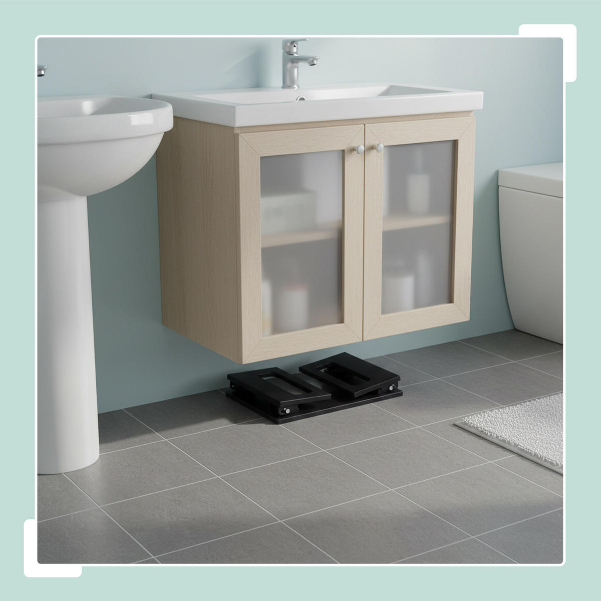 TOILETTENHOCKER - Schwarz, Holz/Kunststoff (43/18/27.5cm) - Relaxdays