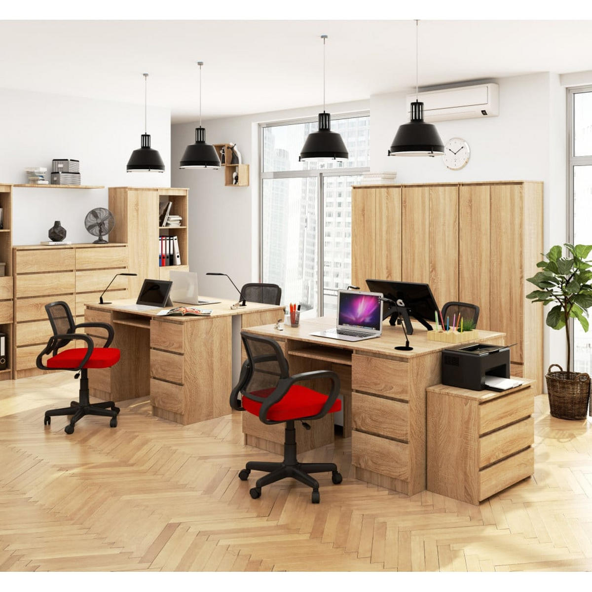 SCHREIBTISCH Eiche Sonoma 77/135/50 - Sonoma Eiche, Holzwerkstoff (50/135/77cm) - RAUMHIRSCH FURNITURE