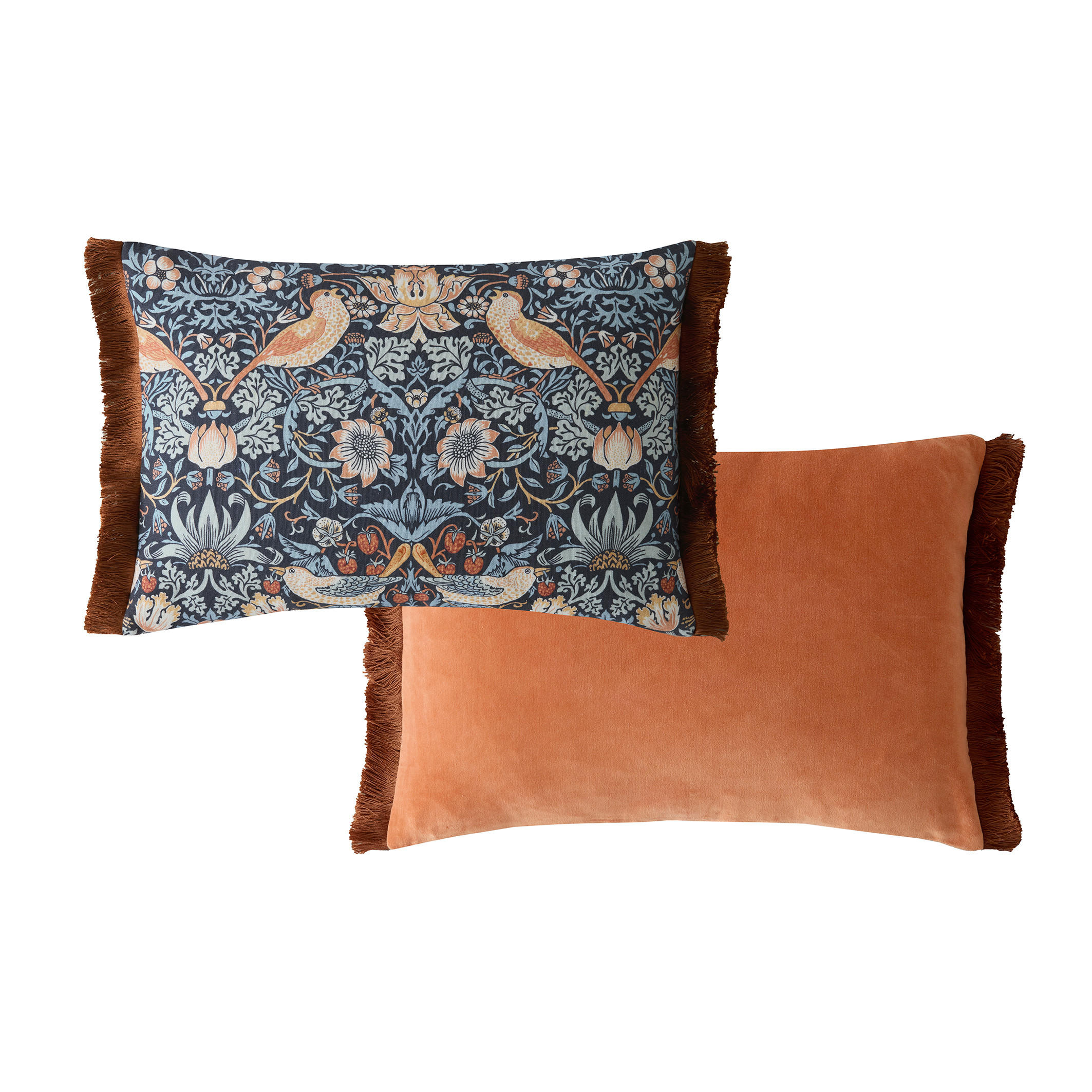 KISSEN Strawberry Thief Blue - Blau, Textil (60/40cm) - Graham & Brown