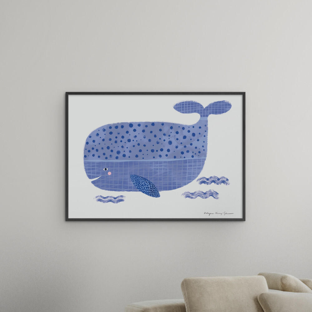 POSTER mit Rahmen Wild Apple - Whale - Blau/Schwarz, Holz/Papier (50/70cm) - Poster&Frame