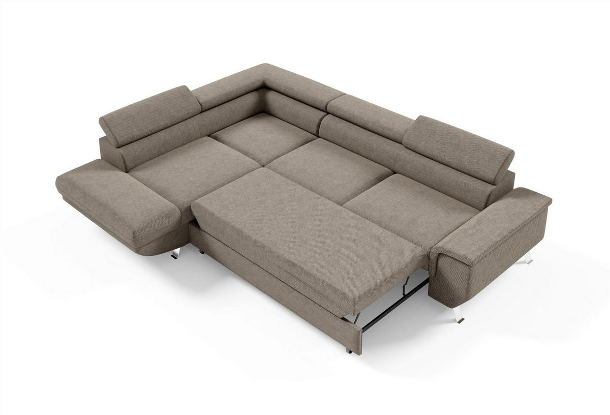ECKSOFA Plato Mit Schlaffunktion - Creme, Holzwerkstoff/Textil (268/202cm) - Fun Möbel