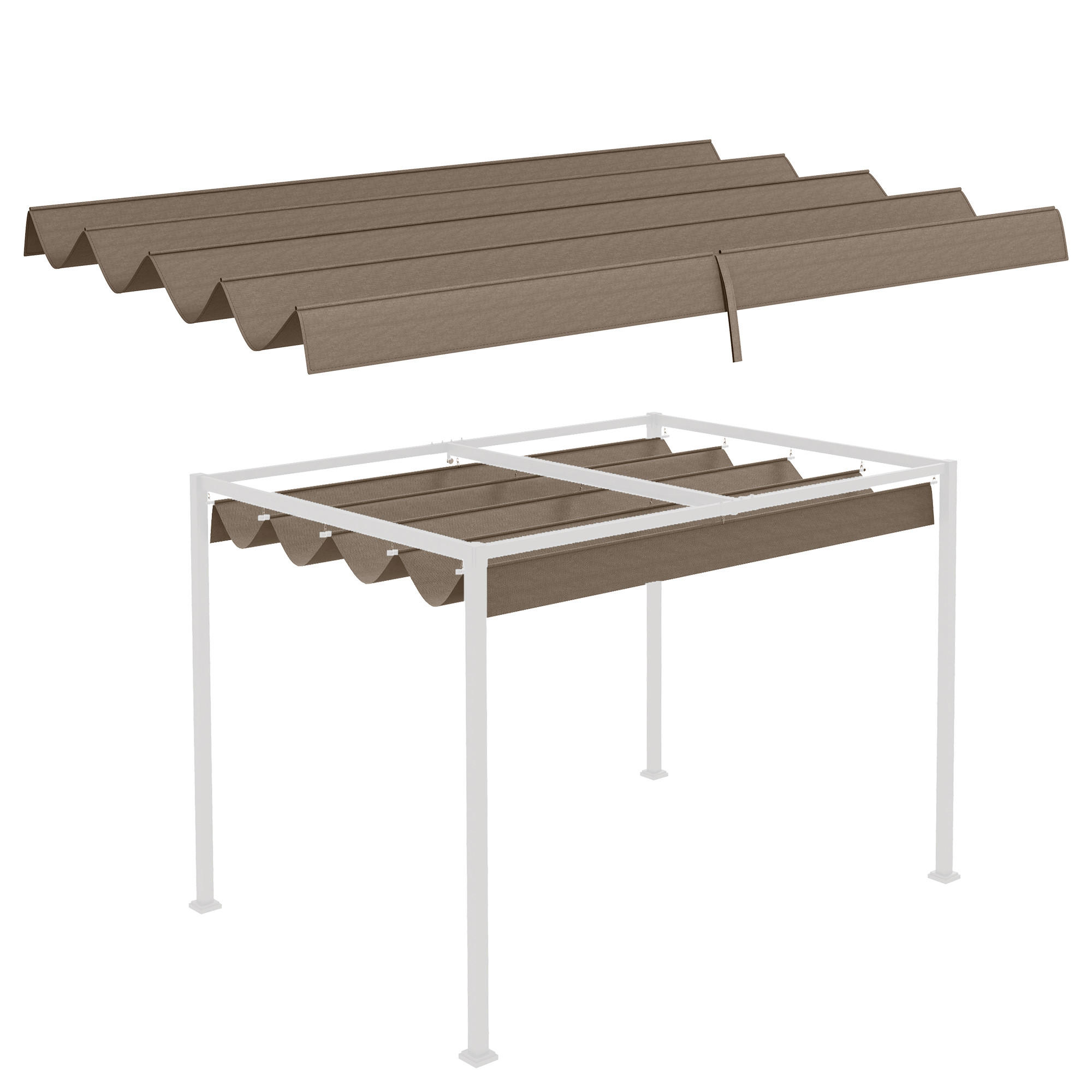ERSATZDACH für 2,85 x 2 m Gartenpavillon, ausziehbar, einfache Montage, Polyester, Kaffee - Cappuccino, Textil (286/23/245cm)