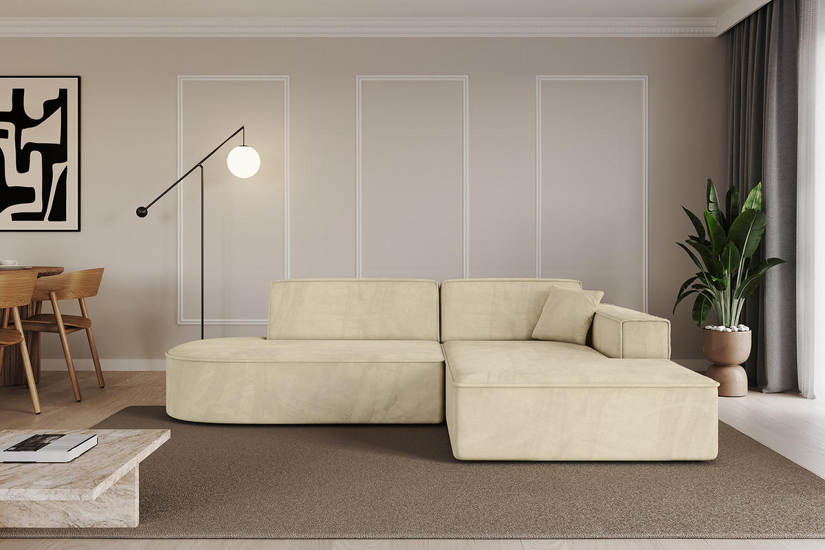 ECKSOFA Ottomane Rechts IREA-L1-v4 - 232x165x77 cm Beige - Taupe, Holzwerkstoff/Textil (232/165cm) - ALTDECOR