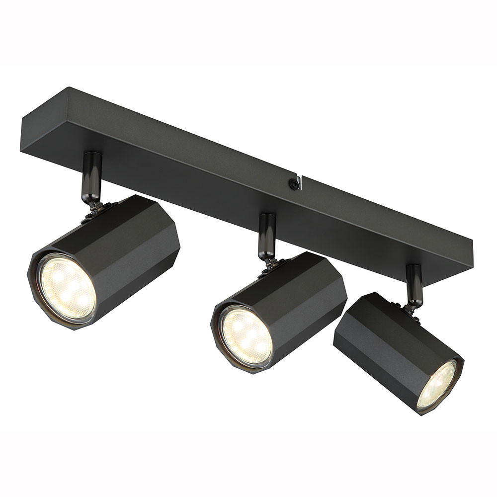 DECKENLEUCHTE Metall Grau Schwarz JAMES - Schwarz, Metall (39/6/14.5cm) - Globo Lighting