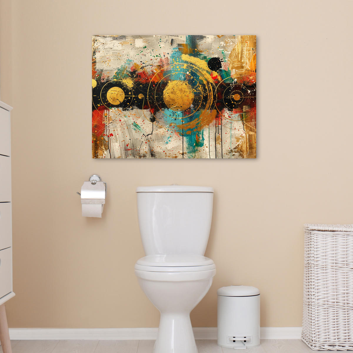 OBRAZ NA PLÁTNE Abstraktné - umenie - zlaté - moderné 70x50 cm - viacfarebná, textil (70/50cm) - MuchoWow