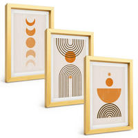 BILDER SET 3er Set - 20x30 cm Goldrahmen - Boho-minimalistische Dekorationen - Goldfarben, Kunststoff (20/30cm) - TULUP