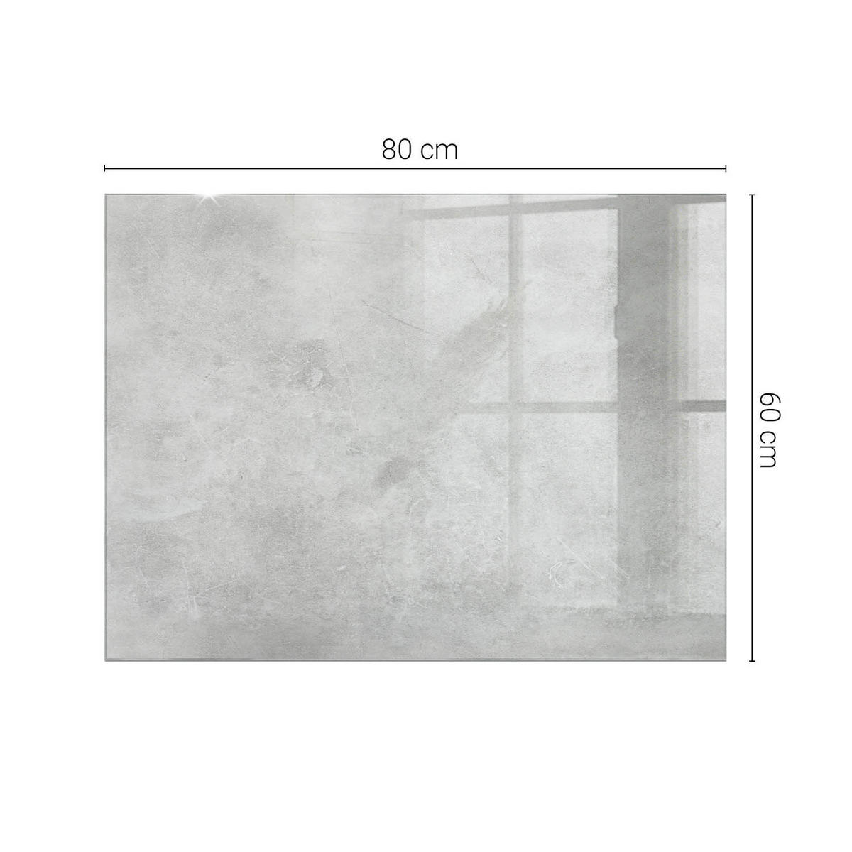 TISCHPLATTE 80x60 cm Betonoptik mit Rissen - Silberfarben/Grau, Glas (80/60/0.4cm) - TULUP