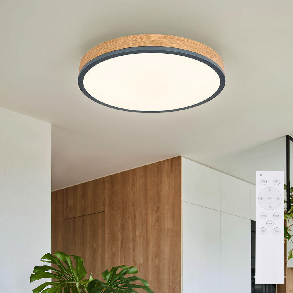 Thumbnail - Globo Lighting Led, Braun, Metall, Rund, 45x8.5x45 cm, Lampen & Leuchten, LED Beleuchtung, LED-Deckenleuchten