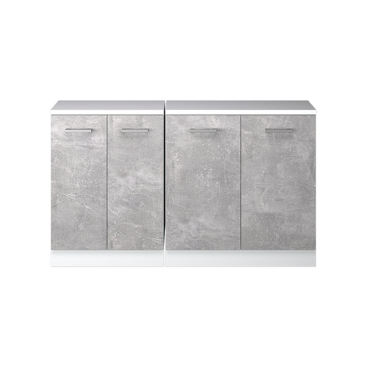 KUHINJSKI ORMAR ZA KOSINE KROVA R-Line Beton 140 cm Set od 2 korpusa ormara, dubina 60 cm - bijela/siva, drvni materijal (140/83.8/60cm) - Vicco