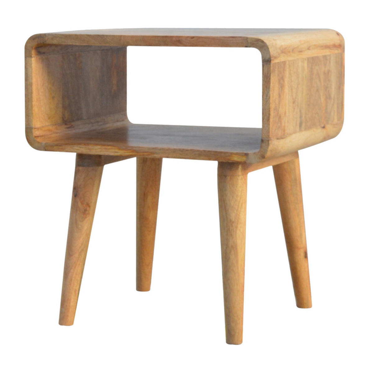 NACHTTISCH mit freiem Fach, Nordische Beine, Beige - Messingfarben/Braun, Holz/Metall (45/50/35cm) - Artisan Furniture