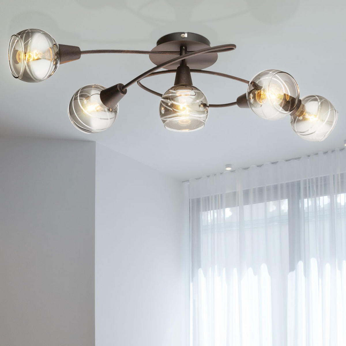 LED DECKENLEUCHTE Metall Grau Glas klar - Grau, Glas (62.4/37.1/21.1cm) - Globo Lighting