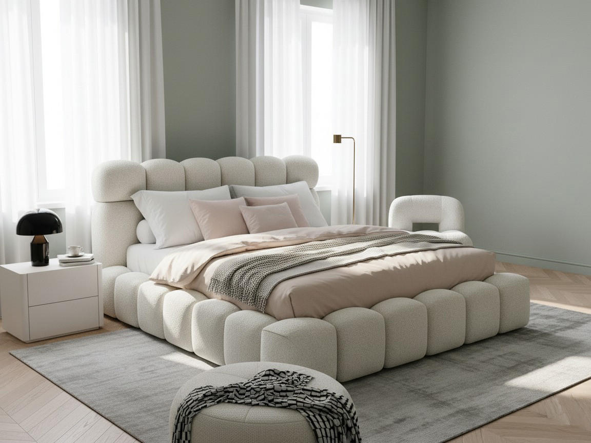 POLSTERBETT Mira XL Hellbeige 140/200 cm Boucle mit Bettkasten - Beige, Textil/Metall (140/200cm) - wonello