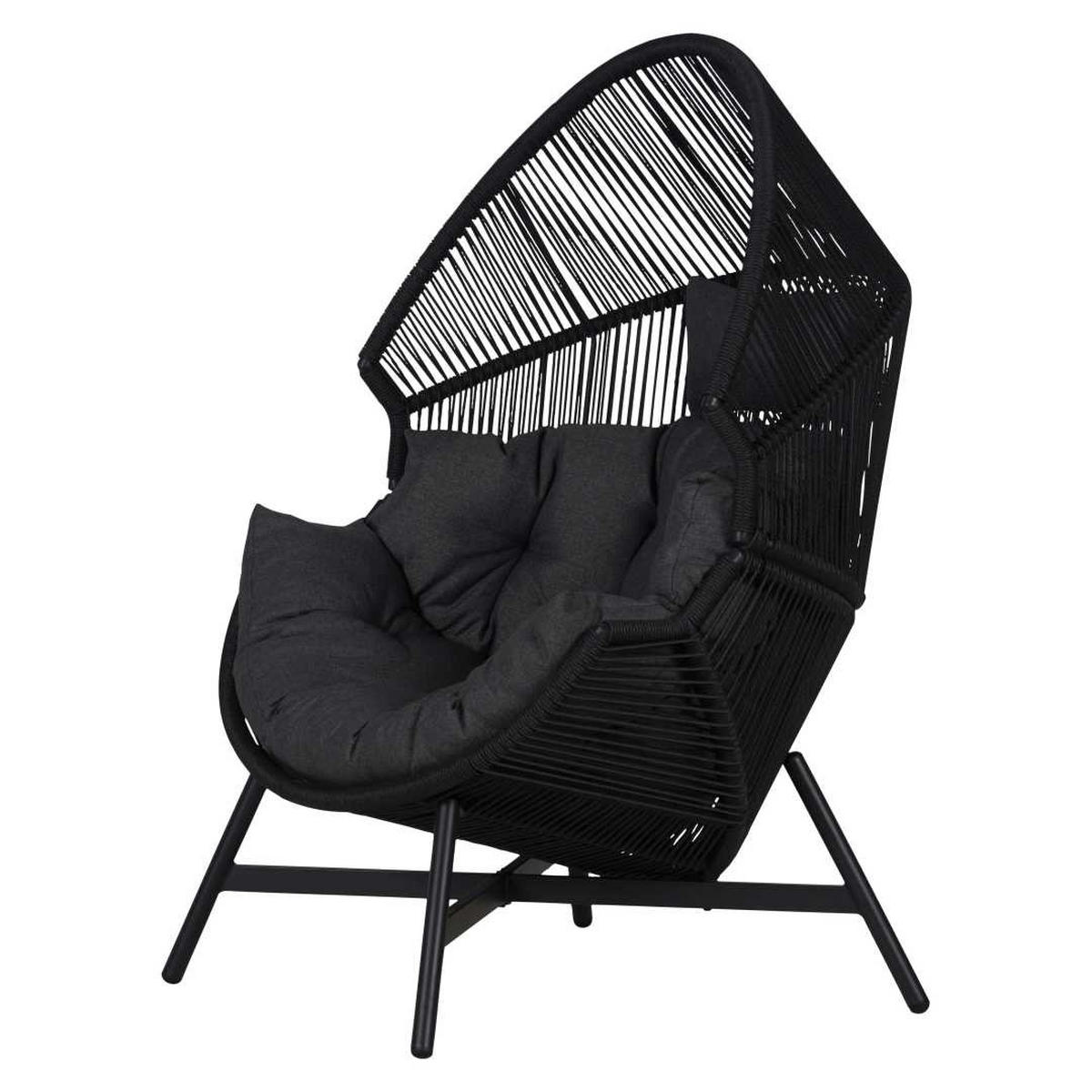 GARTENSESSEL, Benny, Schwarz, Rattan, 98 x 100 x 142 cm - Schwarz, Naturmaterialien (98/142/100cm) - ebuy24