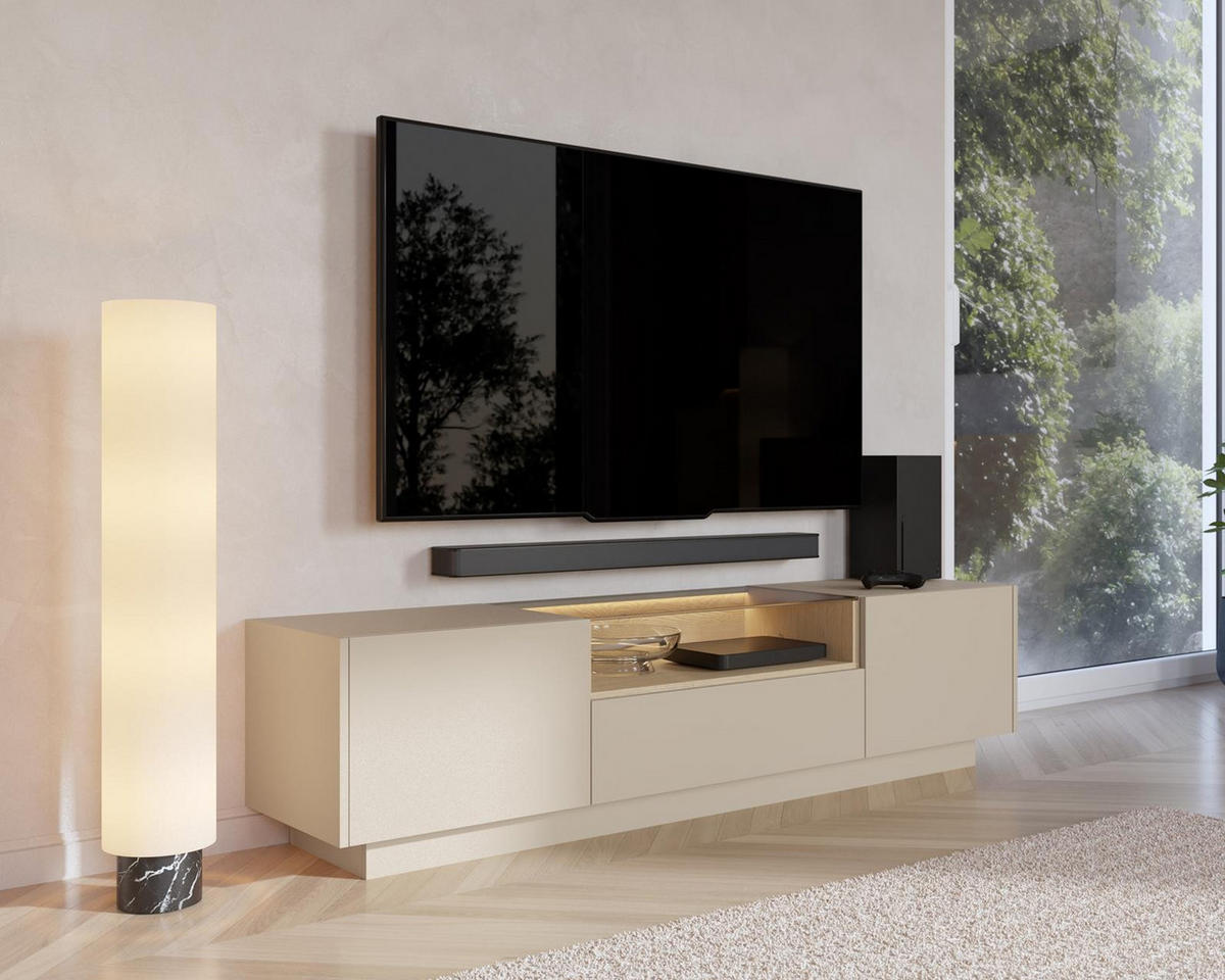 RTV-SCHRANK Kiro Beige 176, Lowboard mit LED - Beige, Holzwerkstoff (176/43/40cm) - Bettso