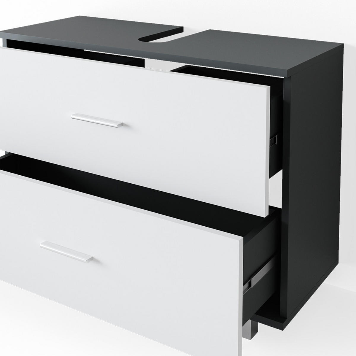 BADMÖBEL-SET Ilias Weiß/Anthrazit 2 Teile, Unterschrank 80 cm - Anthrazit/Weiß, Holzwerkstoff (80.2/60.8/33cm) - Vicco