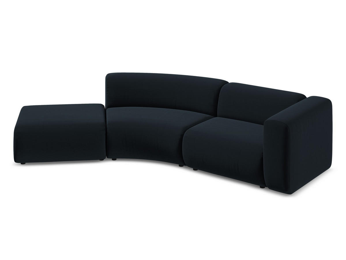 4-SITZER-SOFA Samt Stoff Blau - Blau/Schwarz, Kunststoff/Textil (335/70/166cm) - Makamii