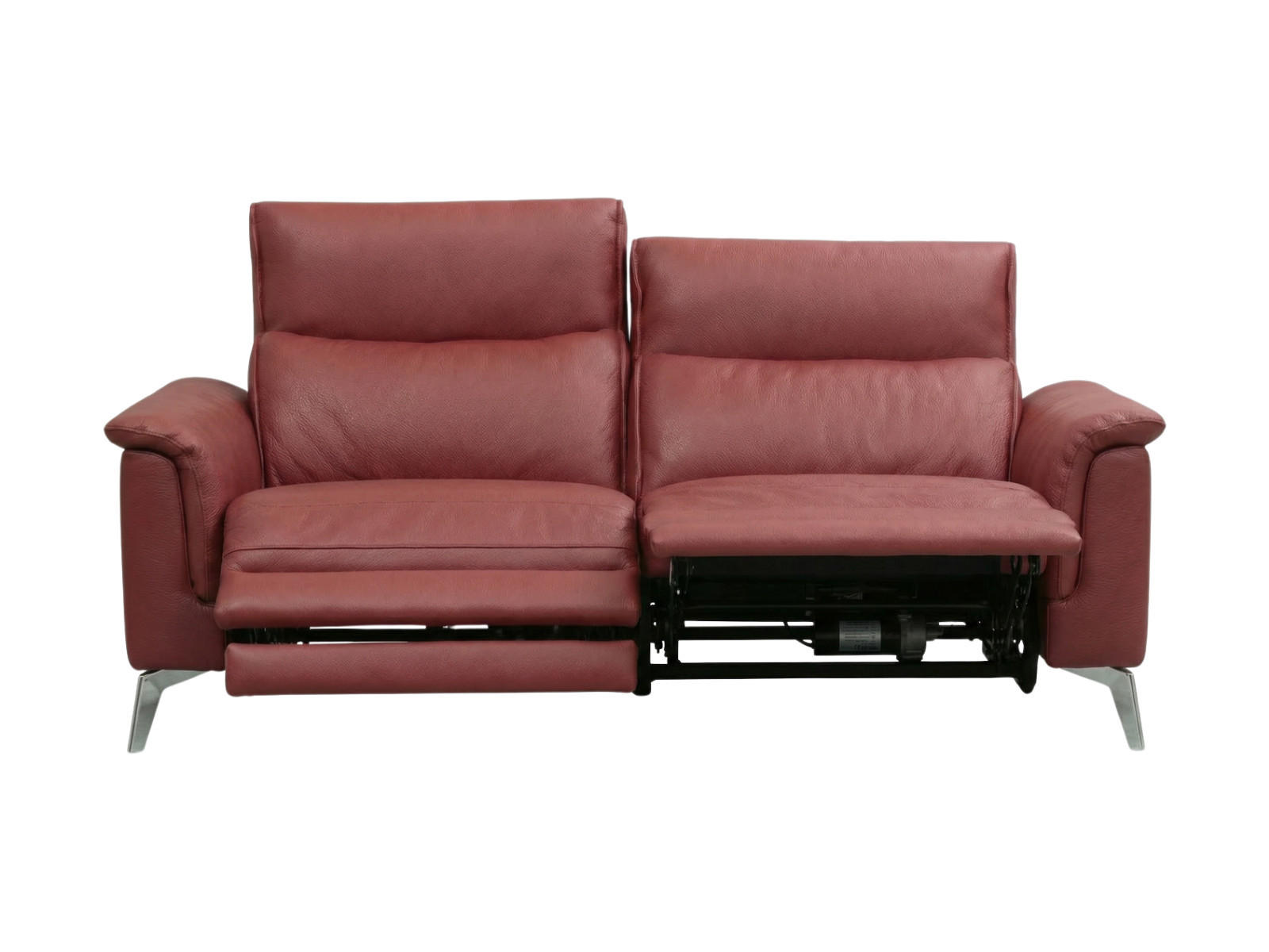 2-SITZER Sofa Borea Echtleder mit 2 x Relaxfunktion Rot - Rot, Leder/Metall (176/102/98cm)