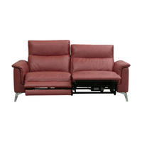 2-SITZER Sofa Borea Echtleder mit 2 x Relaxfunktion Rot - Rot, Leder/Metall (176/102/98cm)