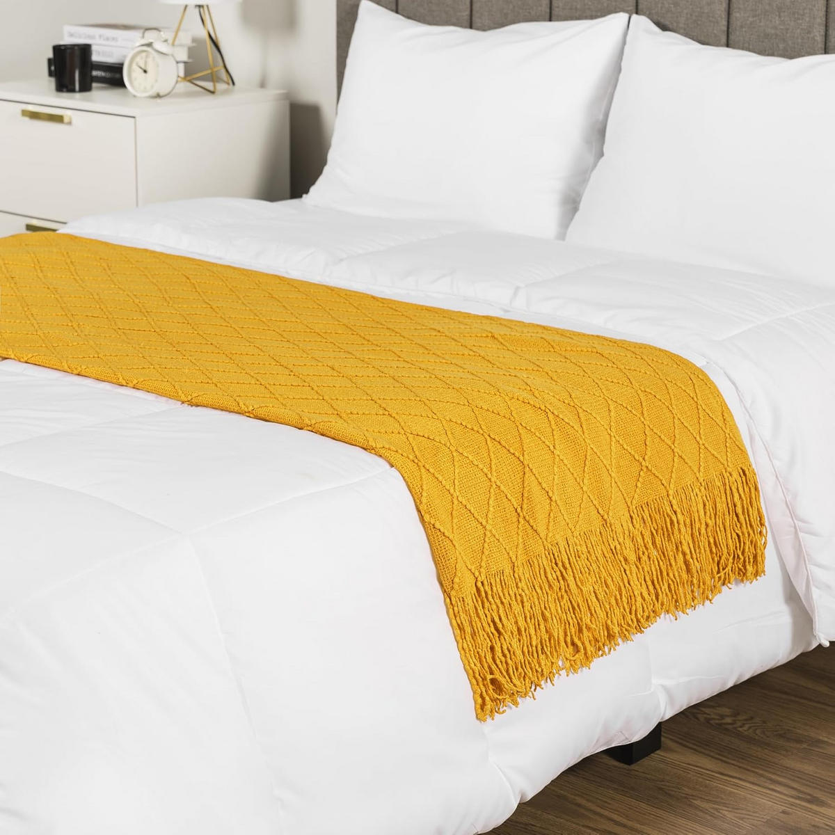STRICKDECKE - 127 × 180 cm - Gelb - Gelb, Textil (127/180cm)