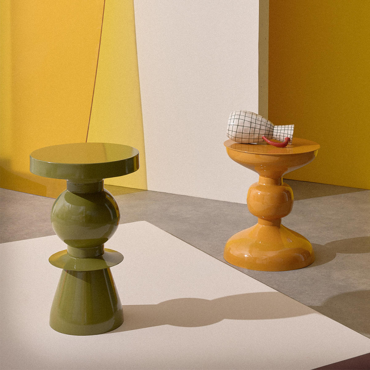 BEISTELLTISCH - Metall - Olivengrün - Olivgrün, Metall (32/32/53cm) - Drawer