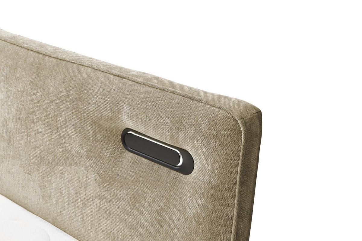 BOXBETT 120x200 inkl. Topper, Bettkasten und LED-Beleuchtung - Beige/Schwarz, Holz/Holzwerkstoff (120/200cm) - ed exciting design