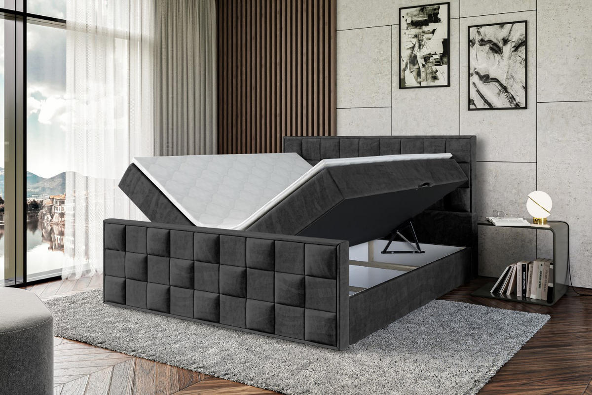 BOXBETT ZAFIRA - 140x200 - H3 - Schwarz - Schwarz, Holzwerkstoff (140/200cm) - ALTDECOR