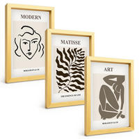 BILDER SET 3er Set - 20x30 cm Goldrahmen - Stilvolle Grafiken, Linien, Zeichen - Goldfarben, Kunststoff (20/30cm) - TULUP